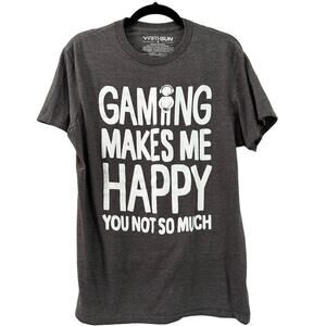 Medium Gaming Makes Me Happy T-Shirt Funny Slogan Tee Dark Gray Fifth Sun Unisex
